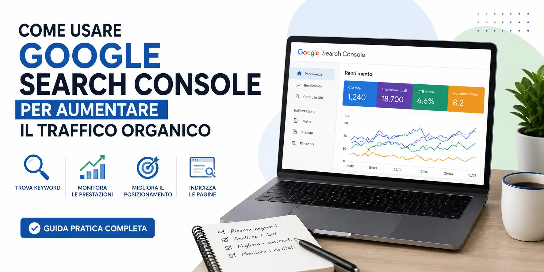 come usare Google Search Console per aumentare il traffico organico del sito con analisi keyword e dati SEO