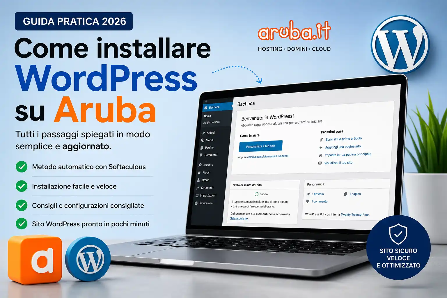 Come installare WordPress su Aruba nel 2026 tramite hosting Linux e Softaculous