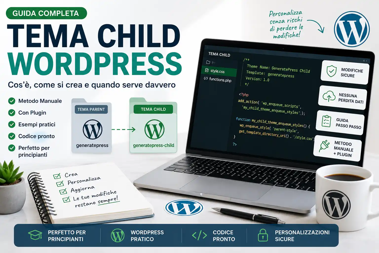 Guida pratica su come creare e gestire un tema child WordPress manualmente e con plugin